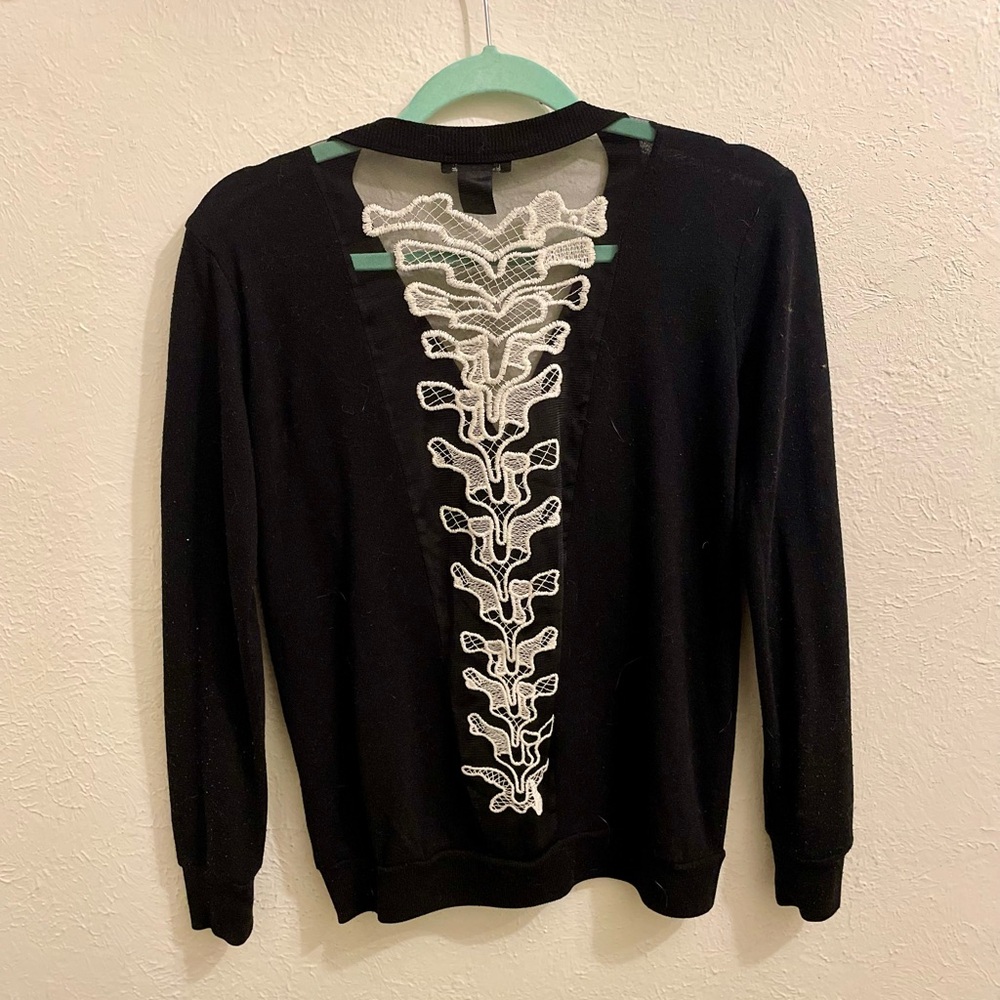 Hot Topic Black Cardigan with Bone Lace Detail